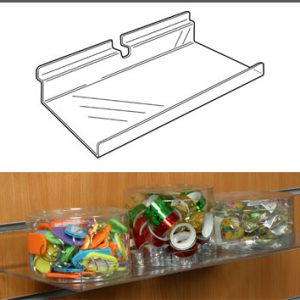 General Purpose Slatwall Shelf with Upstand: 400mm (W) x 25mm (H) x 200mm (D)