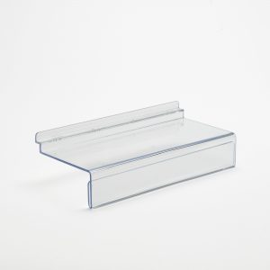 Slatwall Shelf With 40mm Ticket Holder: 250mm (W) x 40mm (H) x 100mm (D)